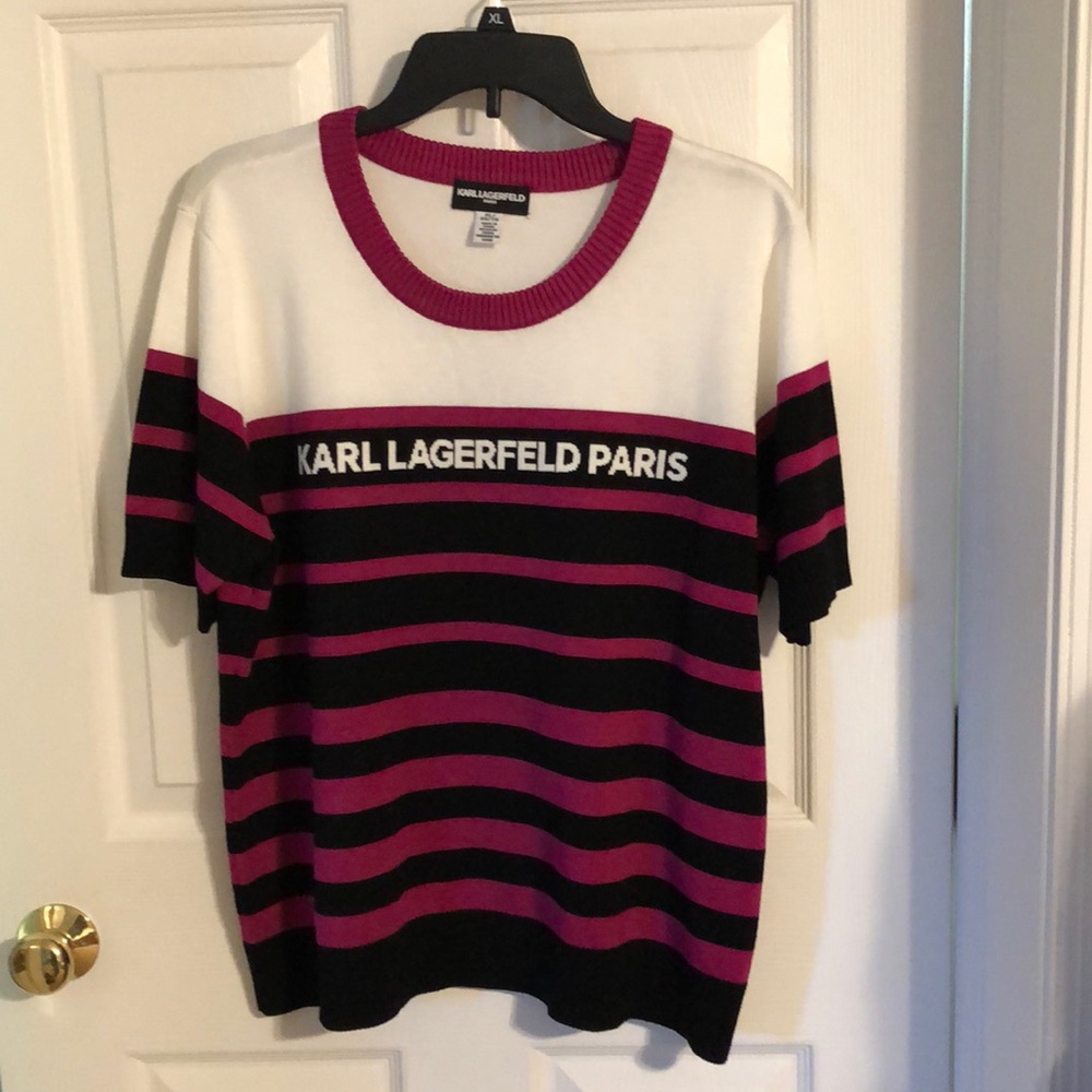Karl Lagerfeld Paris short sleeved striped sweater XL never worn.